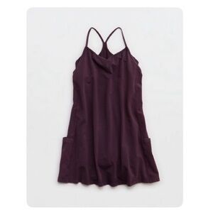 NWT OFFLINE By Aerie OG Cotton Racerback Mini Dress Cool Berry Medium